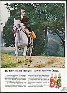 1967 Schweppes Bitter Orange Com. Whitehead Horse Ad  