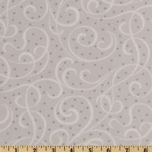  44 Wide Georgette Christmas Curly Lines Silver Fabric By 