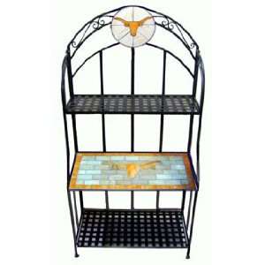   Longhorns Bakers Rack with Stained Glass Mosaic Insert