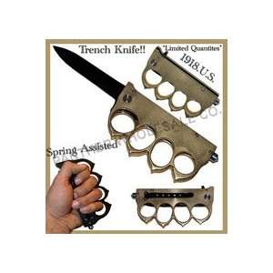  U.S.1918 Trench Knife Buckle Action Assisted Folding Knife 