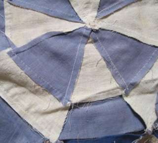   vintage quilt blocks Wagon Wheel blue/white some hand sewn 11+  