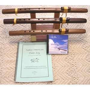  Hole Walnut Flutes with Triple Rack, Book & CD Musical Instruments