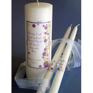  Modern Purple Flower Wedding Verse Unity Candle & Matching 