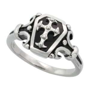 Surgical Steel Cross & Coffin Ring Blackened Finish 25mm (1 in.) wide 