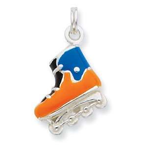   Silver Enameled Polished Roller Blade Charm Vishal Jewelry Jewelry