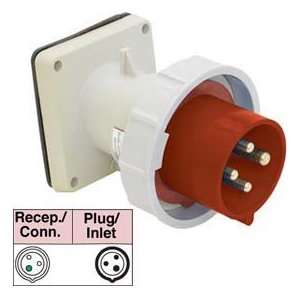  Bryant 330b7w Inlet, 2 Pole, 3 Wire, 30a, 480v Ac, Red 