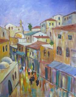 Street in Old Jerusalem Oil Painting, Israel Holy Land  