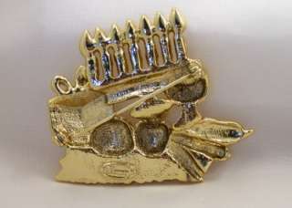 VINTAGE PIN BROOCH Kwanzaa 7 Symbols Golden Danecraft  