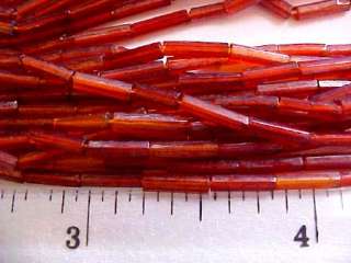 Vintage 1 HANK RUST RED BUGLE BEADS ANTIQUE OLD nos  