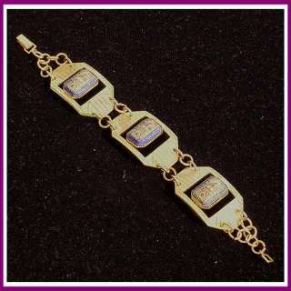 Vintage Egyptian Revival Gilt Metal Bracelet c1940  