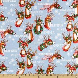  44 Wide Christmas Time Dash Away All Blue Fabric By The 