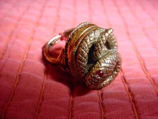 Renaissance Garb Costume Secret Poison Ring Coiled Gold tone Snake 