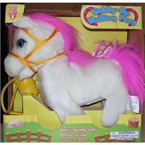  White and Pink Giddy Up Walking Pony Toys & Games