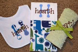 Personalized Applique Bib,Burp Cloth& Lovey *Baby Gift*  