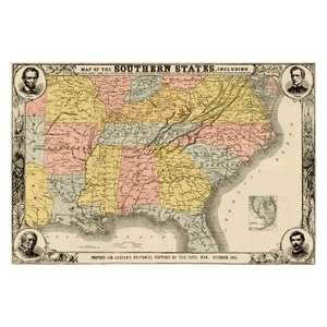  1863 Map of the Southern States from Harpers Weekly 