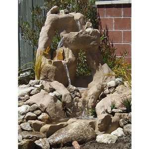   Spillway Water Fountain   Iron Rock with Spillway Patio, Lawn