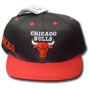  NBA CHICAGO BULLS BLACK RED OLD SCHOOL VINTAGE CAP HAT 