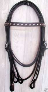 Black Leather Western Show Headstall Bling Horse Trail  