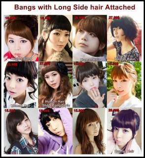 Detailed descriptions of Clip on Hairpieces full straight bangs with 