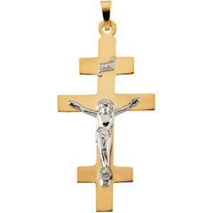  14k Two Tone Crucifix Pendant 35x19mm   JewelryWeb 