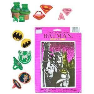  24 DC Super Hero Cupcake Rings with Batman Party Game 