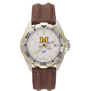  Michigan Wolverines Mens All Star Watch w/Leather Band 