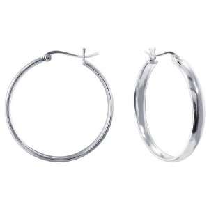   34mm Round 4mm Wide Post with Snap Down Closure Hoop Earrings Jewelry