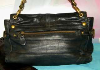Rare COACH LEIGH LEGACY Pocket Hobo Shoulder Bag BLACK LEATHER 11128 