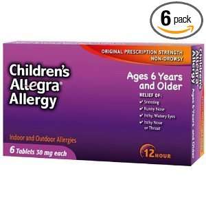 Allegra OTC 12 Hour 30 mg Tablets, 6 Count Blister Pack (Pack of 6)
