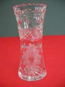 ABP   American Brilliant Cut Glass 6 Vase   Rose/Flower pattern 