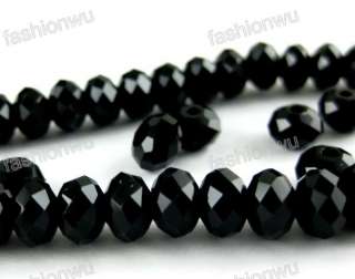 300 Pcs Black Crystal Faceted Rondelle Loose Beads 6MM1  