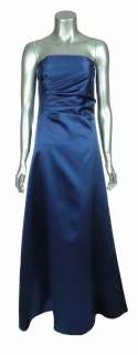 ABS by Allen Schwartz Womens Navy Blue Satin Strapless Lined Long Gown 