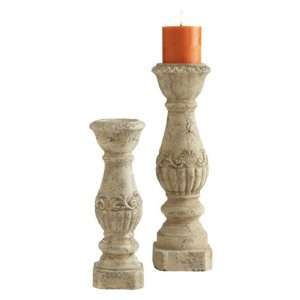   Set of 2 Shell Crest Pedestral Pillar Candle Holders