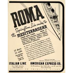  Ad Italian Line Mediterranean American Express   Original Print Ad