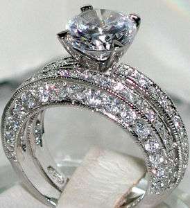 6ct Vintage Style Wedding Engagement 2 Ring Set SIZE 7  