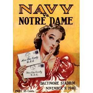  1940 Navy Midshipmen vs Notre Dame Fighting Irish 36 x 48 
