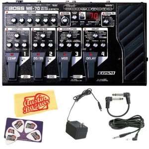 Boss ME 70 Guitar Multiple Effects Pedal Board Bundle with AC Adapter 