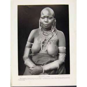    Adornment Custome Masai Girl Kenya Africa Old Print