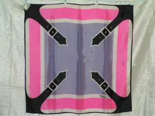 Paoli Acetate Scarf Bold Pattern of Belts in Gray/Pink and Black NWT 