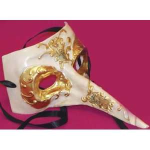  Venetian, Masquerade, Mardi Gras Mask Cream/Gold Style C Toys & Games