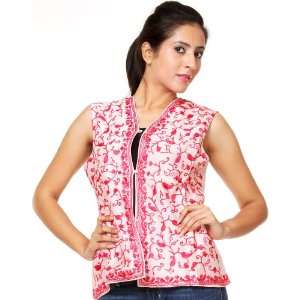 Powder Pink Waistcoat from Kashmir with Air Embroidery All Over   Pure 