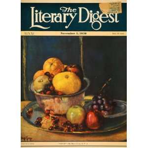1930 Cover Literary Digest Fruit Still Life Mary Gray   Original Cover