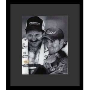  Dale Earnhardt Jr & Sr (Smiling, B&W) Sports Gold Wood 