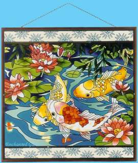 KOI POND WATER LILIES 19.5 LILY STAINED GLASS PANEL  