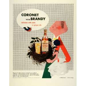  1945 Ad Coronet VSQ Brandy Cresta Blanca Wine CA Bird Nest 