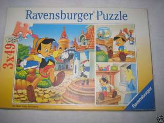 WALT DISNEY Pinocchio 3x49pcs. Ravensburger Puzzle 1991  