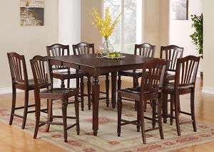 7PC GATHERING SQUARE COUNTER HEIGHT TABLE SET 6 STOOLS  