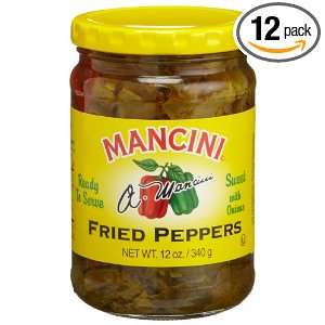 Mancini Fried Peppers with Onion, 12 Ounce Glass Jars (Pack of 12)