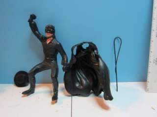 Vintage Marx Zorro Large Figure 2 Black Plastic Playset Horses Hat 