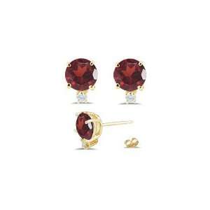  0.07 Ct Diamond & 8.43 Ct Garnet Earrings in 14K Yellow 